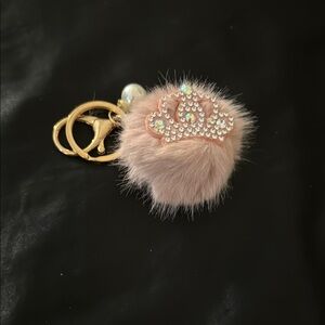 Furry Pink Crown Key Holder